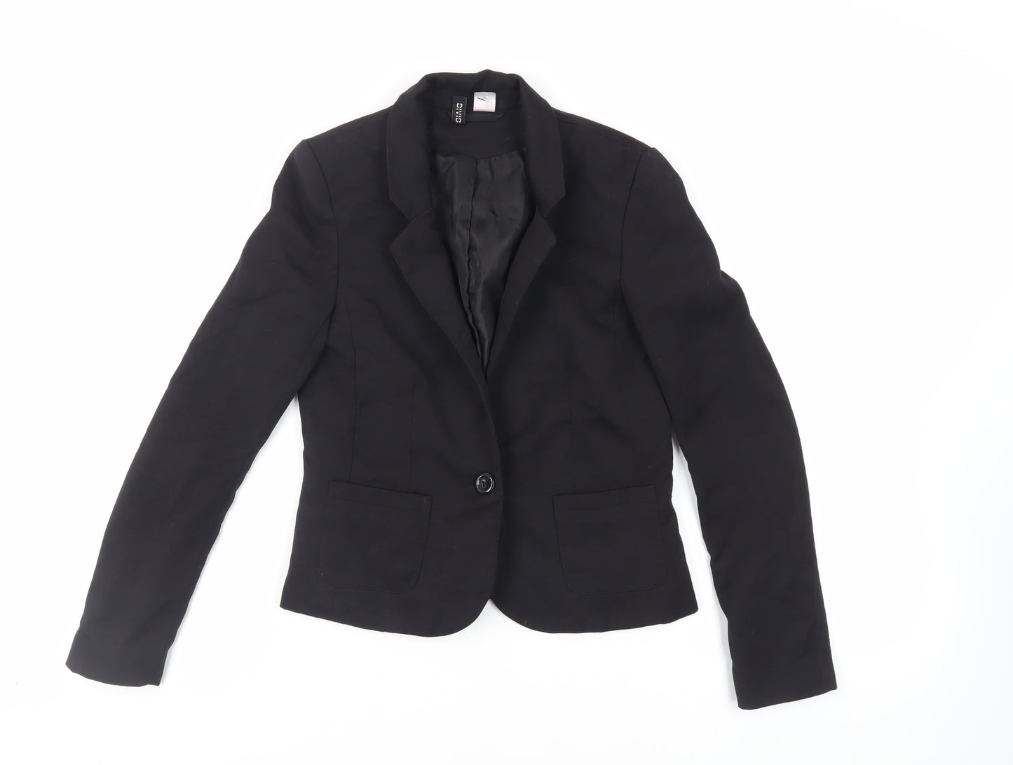 H&M Womens Black Jacket Blazer Size 6 Button