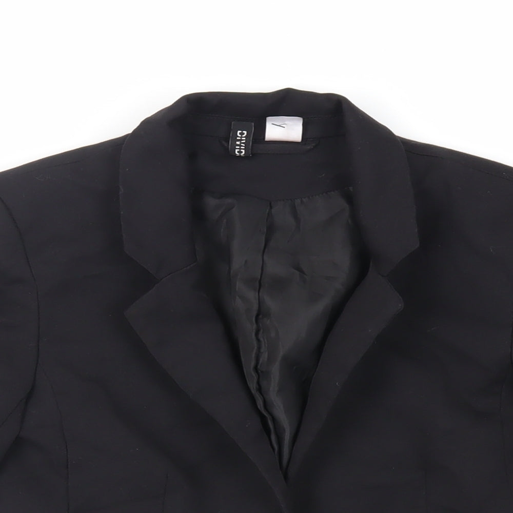 H&M Womens Black Jacket Blazer Size 6 Button