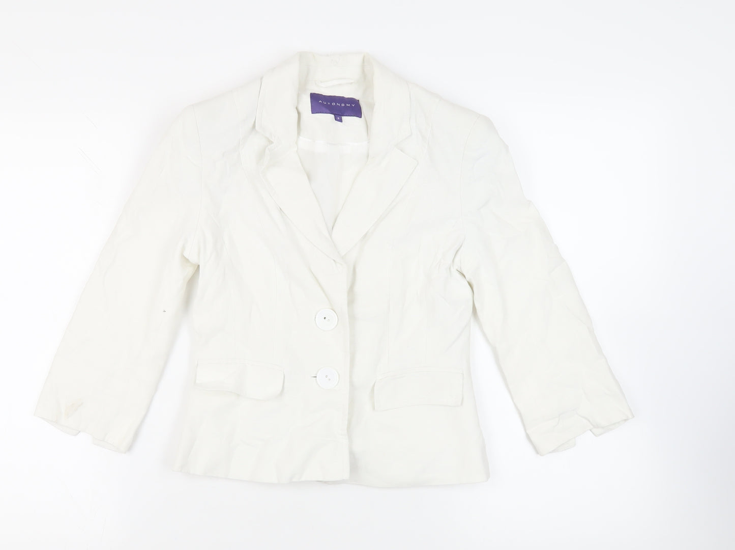 Autonomy Womens White Jacket Blazer Size 8 Button