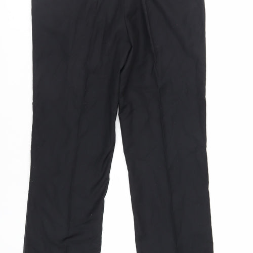 Alexander Dobell Mens Black Polyester Dress Pants Trousers Size 34 in L31 in Regular Zip