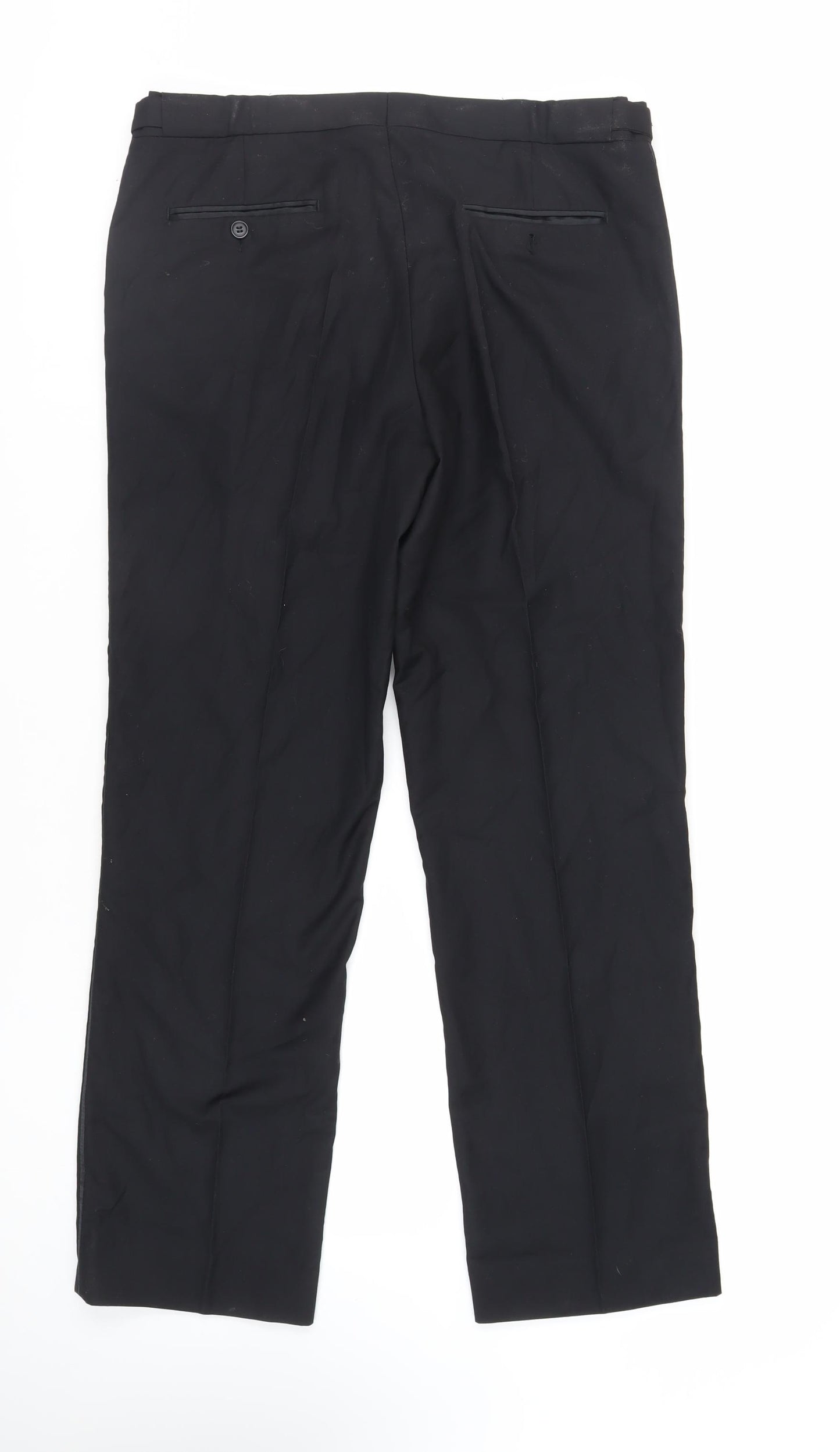 Alexander Dobell Mens Black Polyester Dress Pants Trousers Size 34 in L31 in Regular Zip