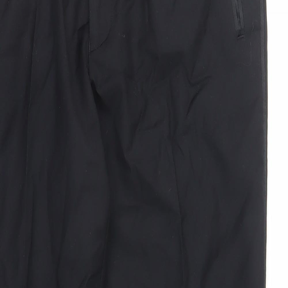 Alexander Dobell Mens Black Polyester Dress Pants Trousers Size 34 in L31 in Regular Zip