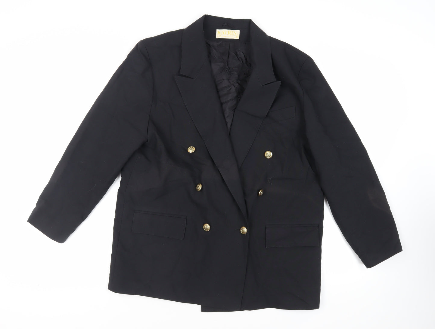 Katrin Womens Black Jacket Blazer Size 16 Button - Vintage