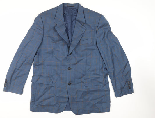 Josef Geis Mens Blue Check Wool Jacket Suit Jacket Size 44 Regular