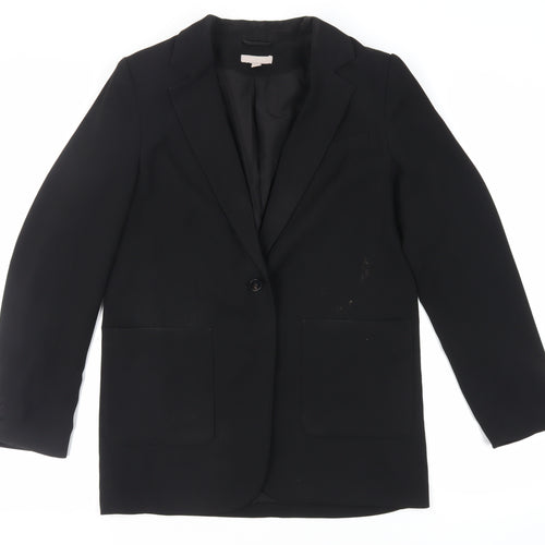 H&M Womens Black Jacket Blazer Size S Button
