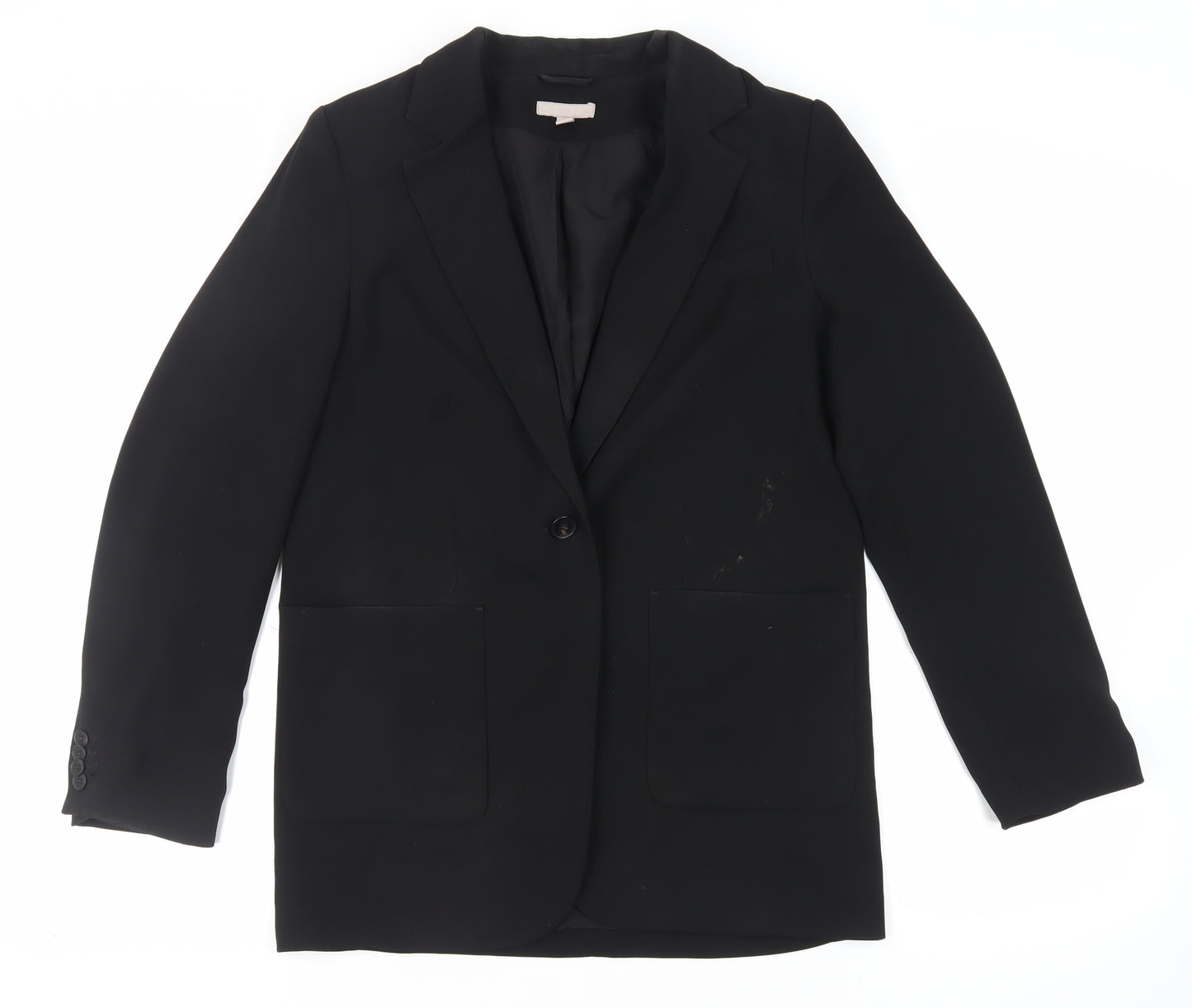 H&M Womens Black Jacket Blazer Size S Button