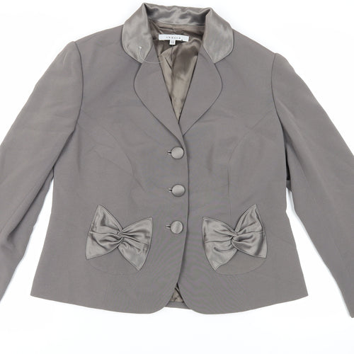 Chesca Womens Grey Jacket Blazer Size 14 Button