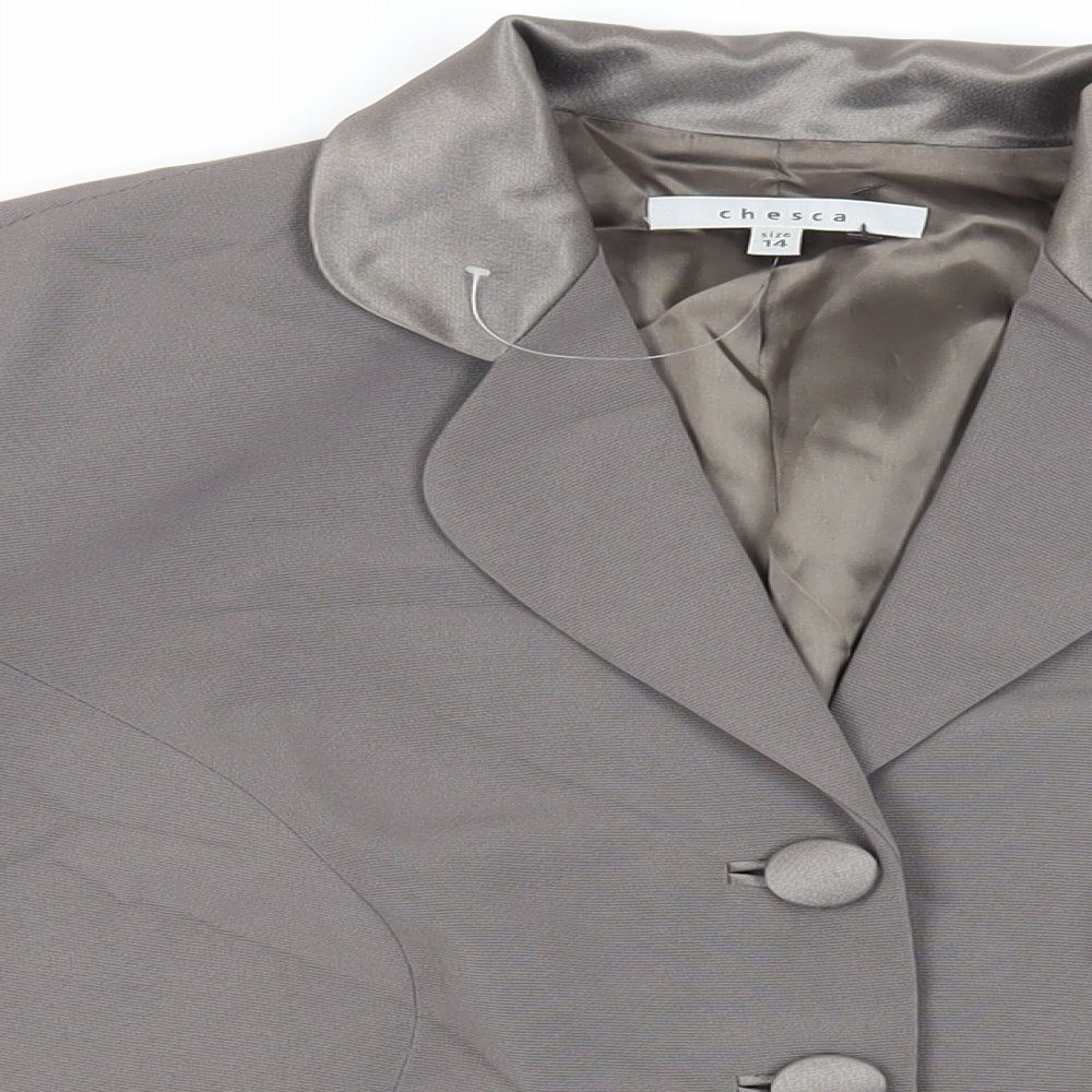 Chesca Womens Grey Jacket Blazer Size 14 Button