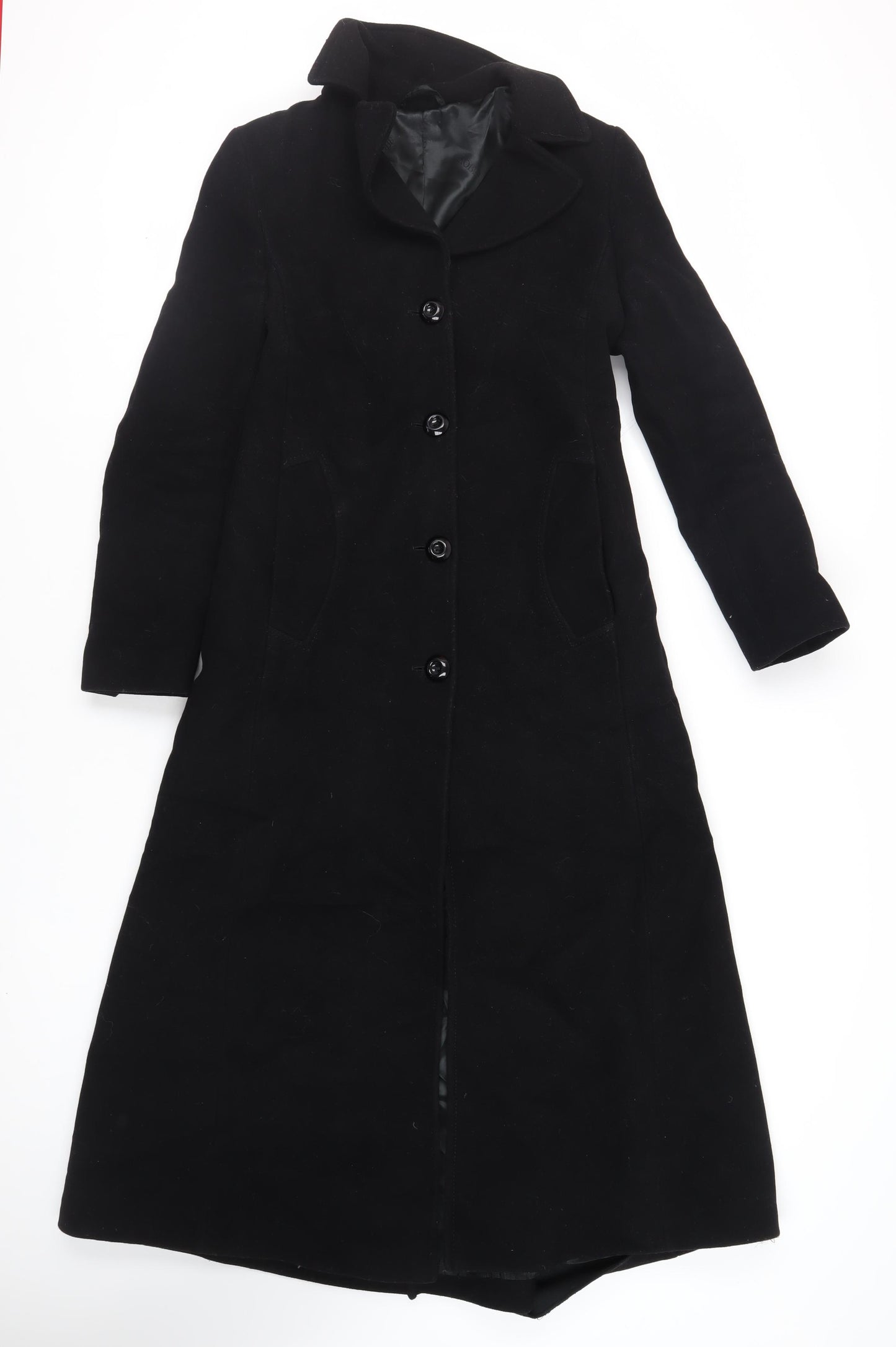 Hobbs Womens Black Overcoat Coat Size 8 Button