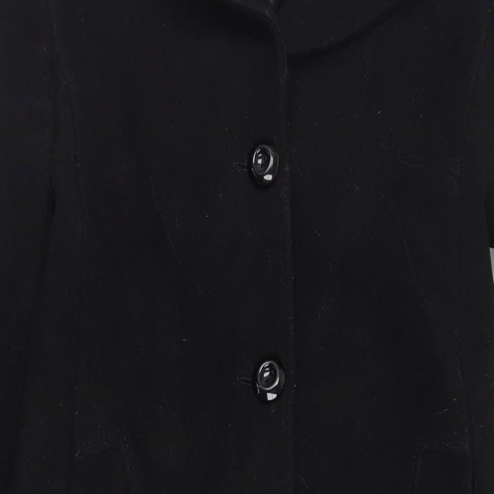 Hobbs Womens Black Overcoat Coat Size 8 Button