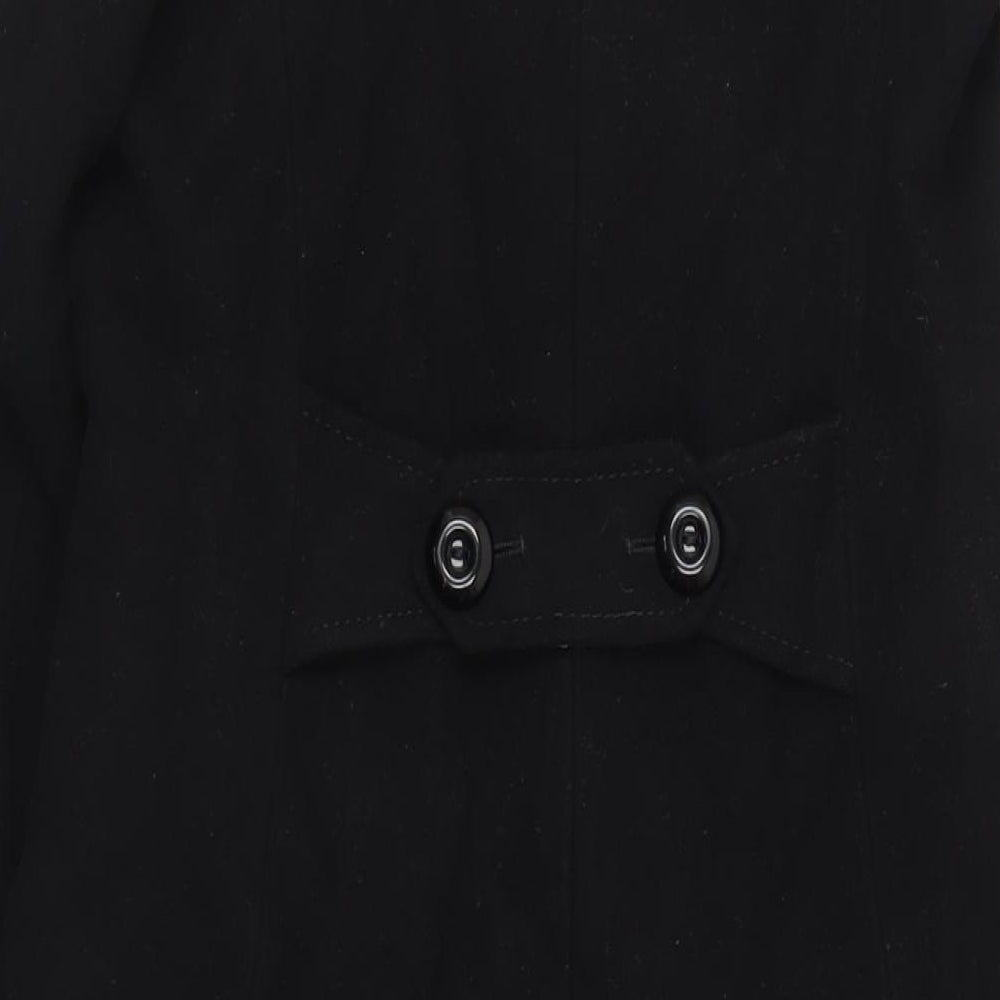 Hobbs Womens Black Overcoat Coat Size 8 Button
