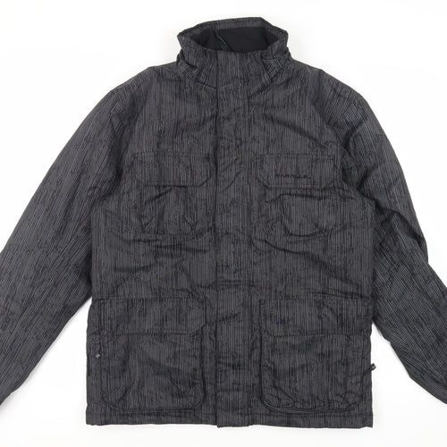Parallel Mens Grey Striped Jacket Size S Zip - Ski Jacket Waterproof Technical