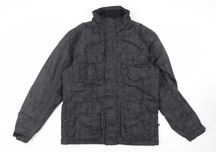 Parallel Mens Grey Striped Jacket Size S Zip - Ski Jacket Waterproof Technical