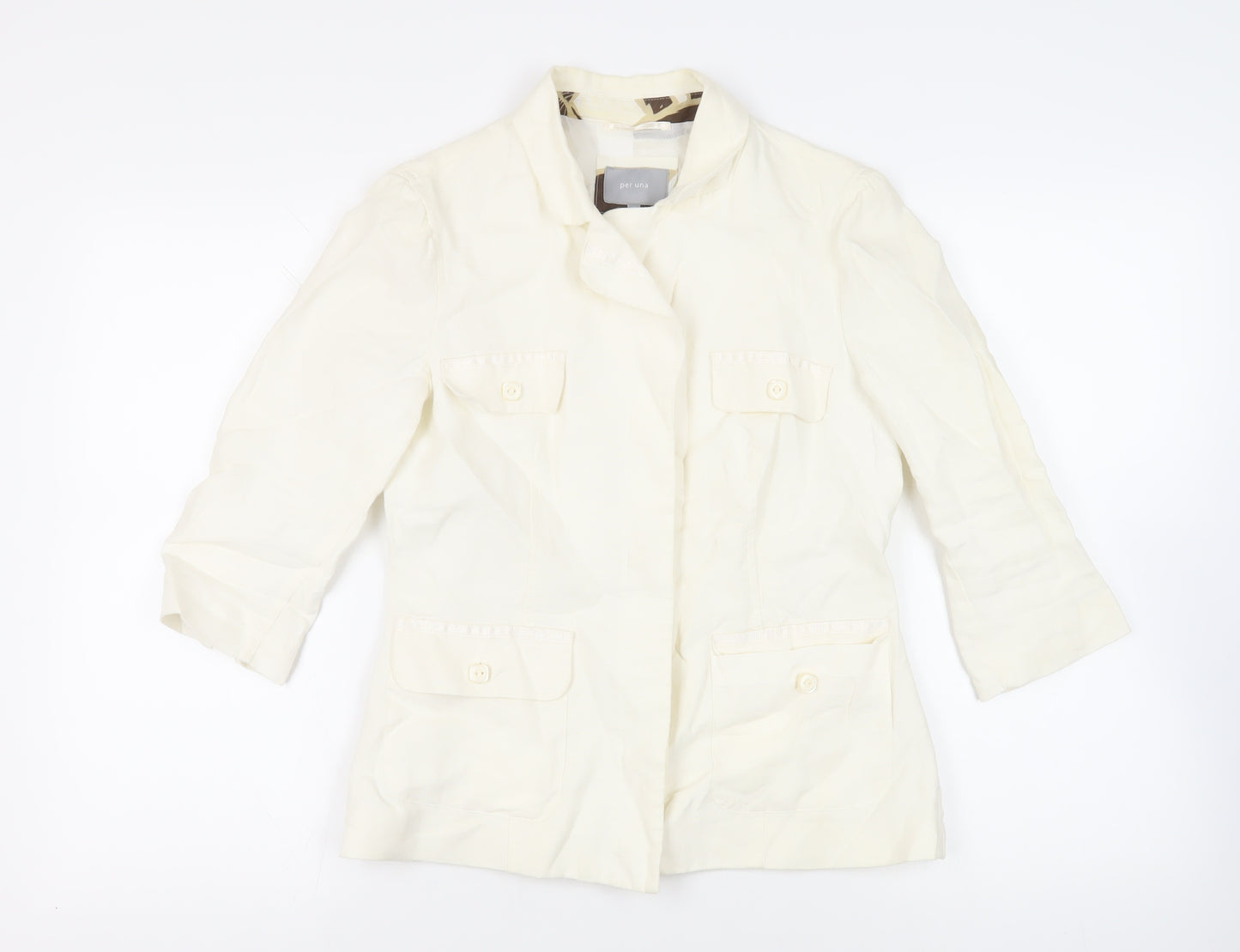Per Una Womens Ivory Jacket Blazer Size 10 Button
