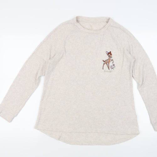 Disney Womens Beige Polyester Pullover Sweatshirt Size M Pullover - Bambi