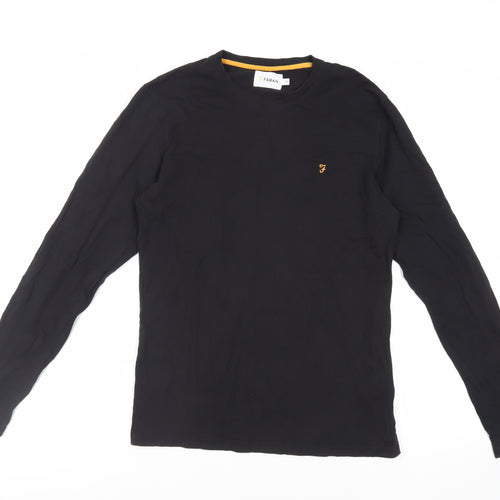 Farah Mens Black Cotton T-Shirt Size M Crew Neck - Logo