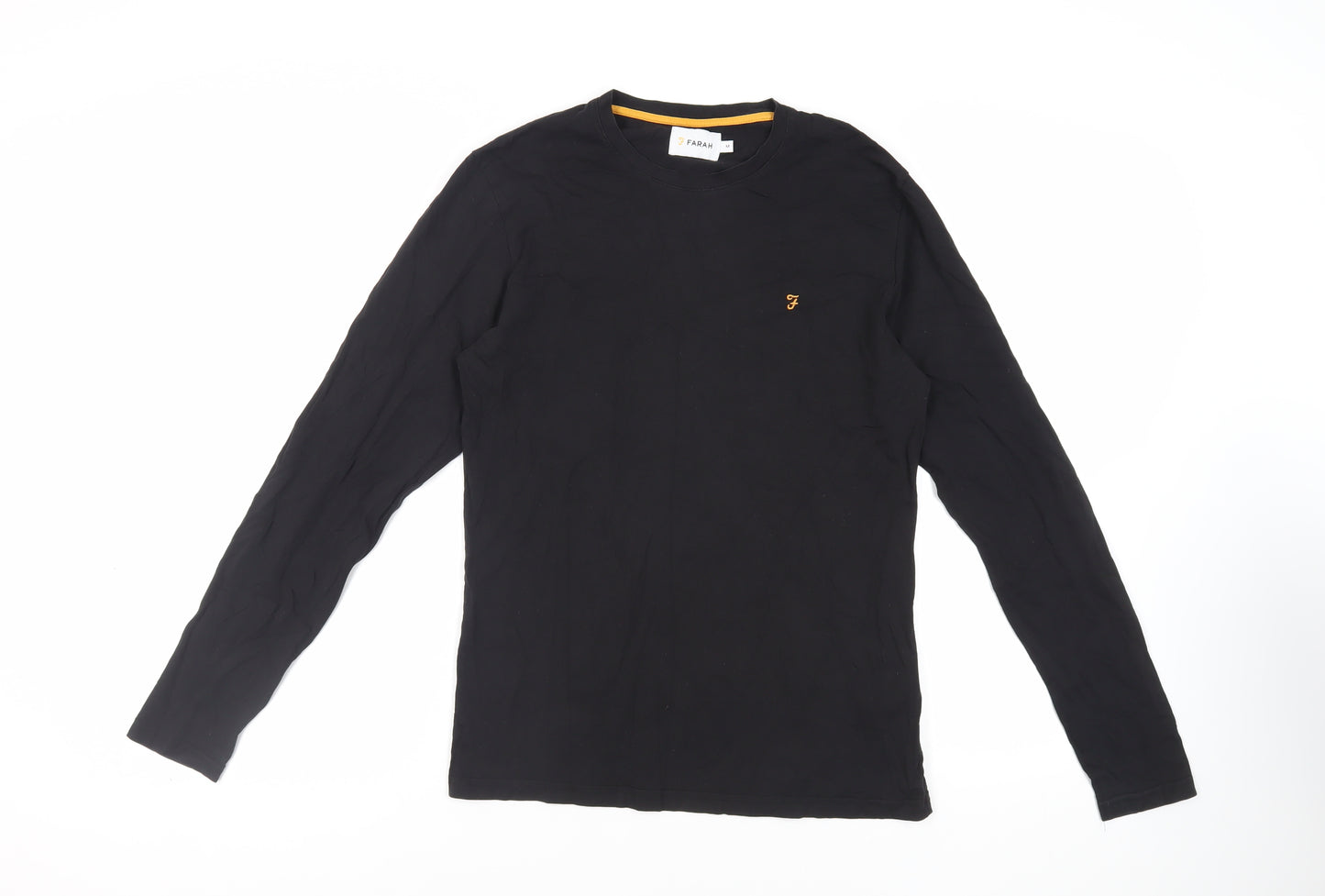 Farah Mens Black Cotton T-Shirt Size M Crew Neck - Logo