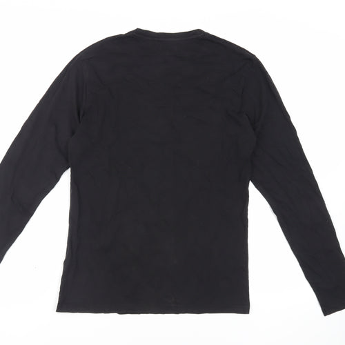 Farah Mens Black Cotton T-Shirt Size M Crew Neck - Logo