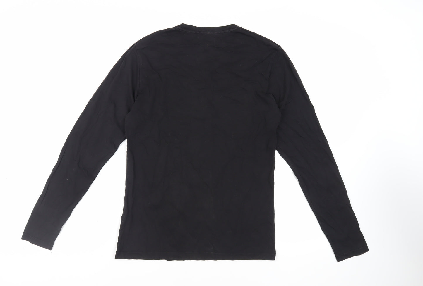 Farah Mens Black Cotton T-Shirt Size M Crew Neck - Logo