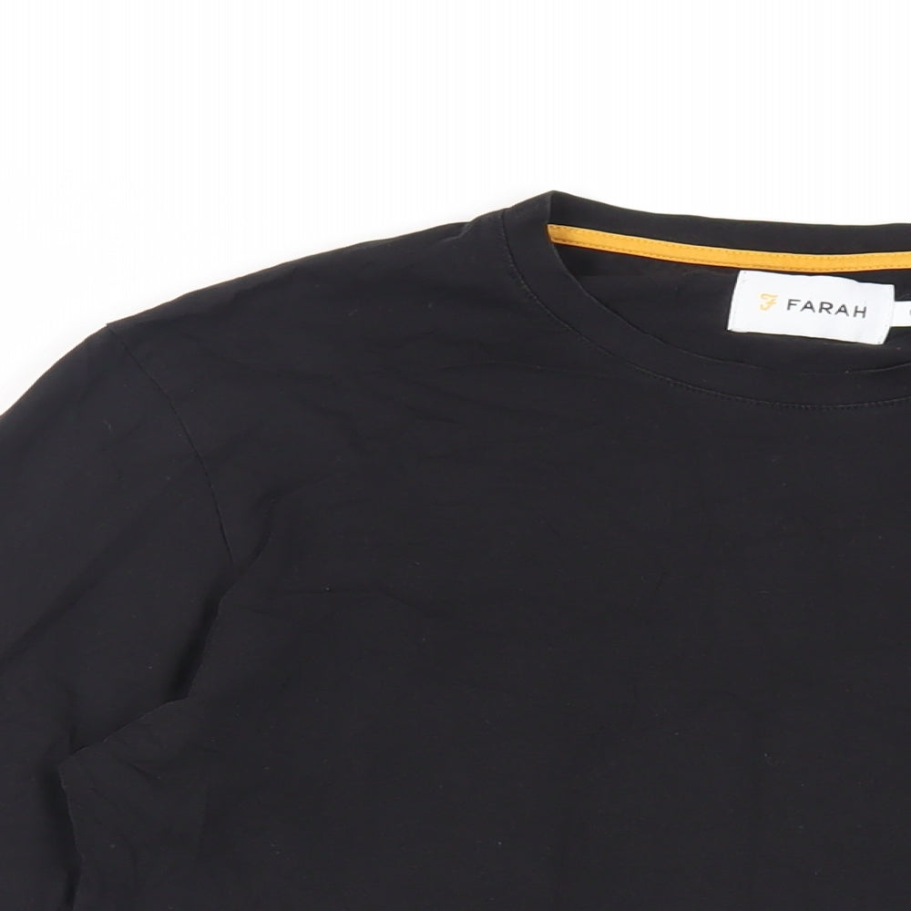 Farah Mens Black Cotton T-Shirt Size M Crew Neck - Logo