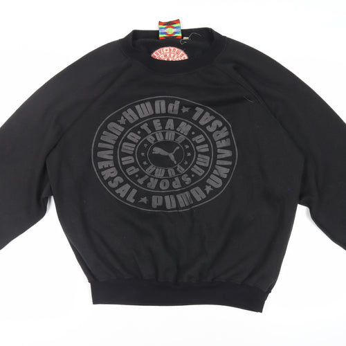 PUMA Mens Black Polyester Pullover Sweatshirt Size L - Vintage Logo