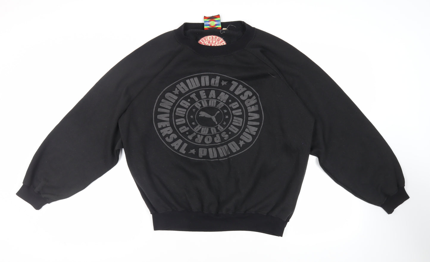 PUMA Mens Black Polyester Pullover Sweatshirt Size L - Vintage Logo