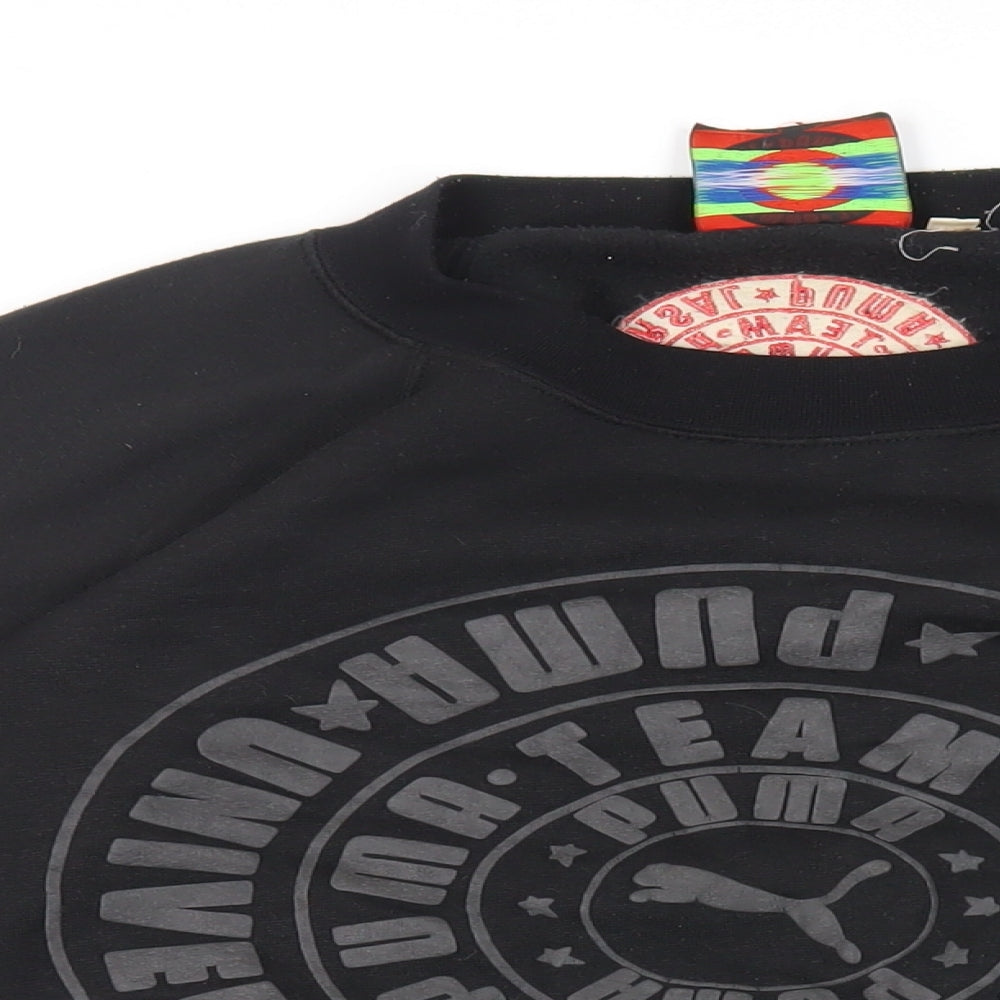 PUMA Mens Black Polyester Pullover Sweatshirt Size L - Vintage Logo