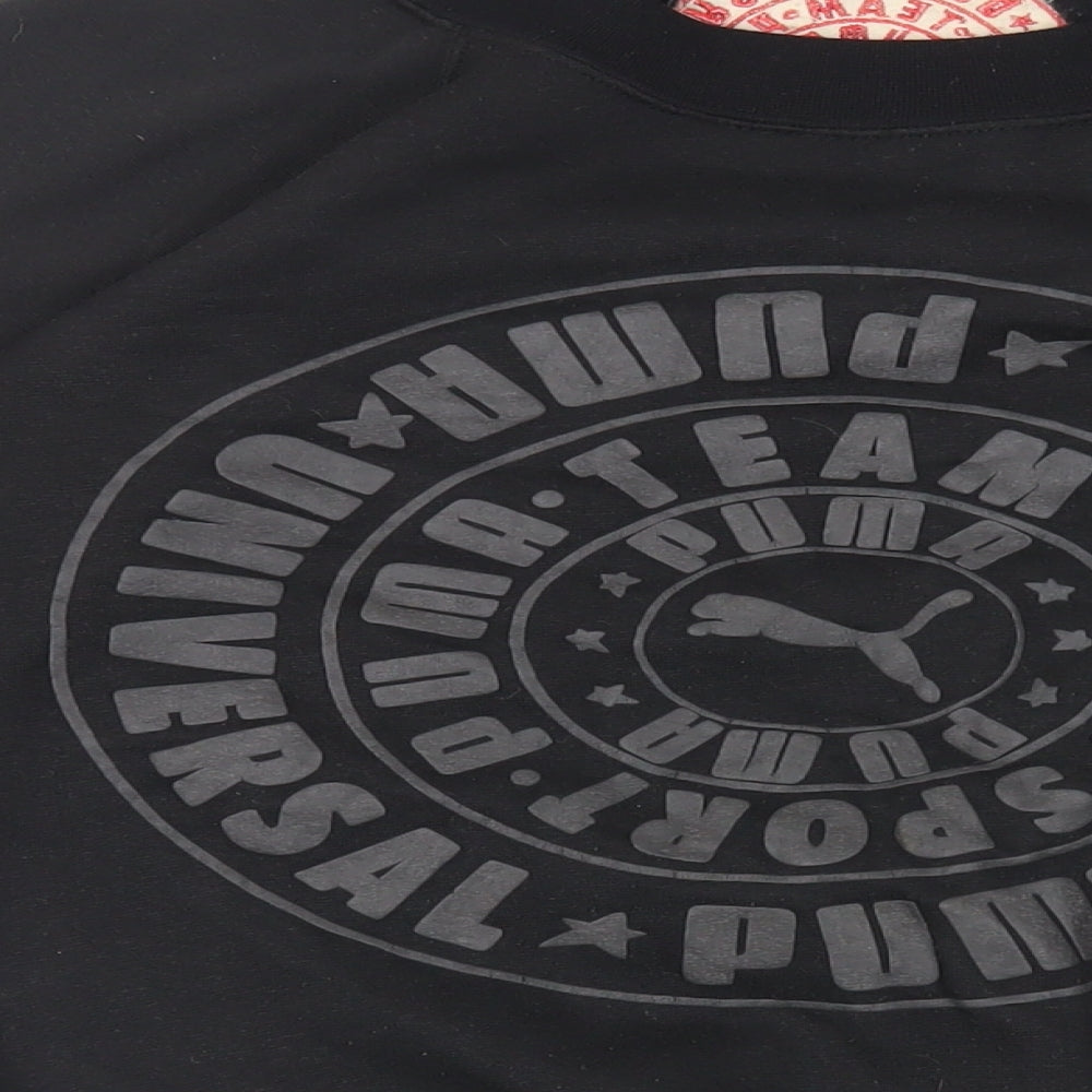 PUMA Mens Black Polyester Pullover Sweatshirt Size L - Vintage Logo