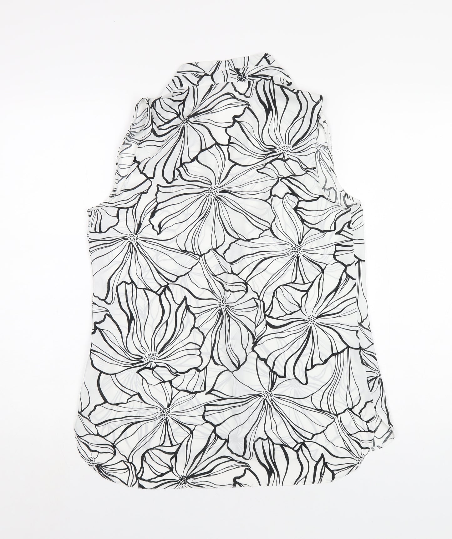 Debenhams Womens White Floral Polyester Basic Tank Size 10 V-Neck