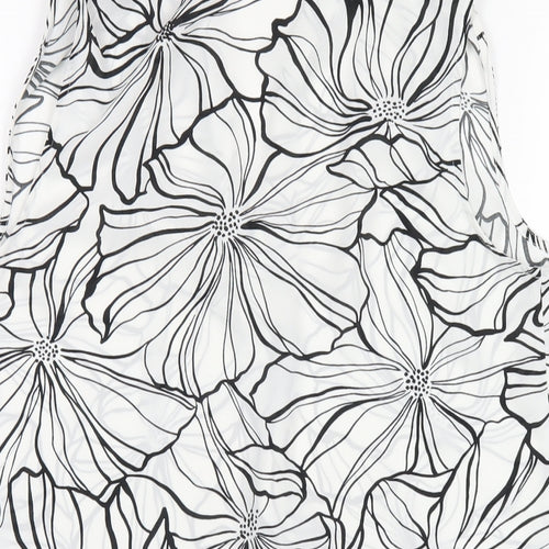 Debenhams Womens White Floral Polyester Basic Tank Size 10 V-Neck
