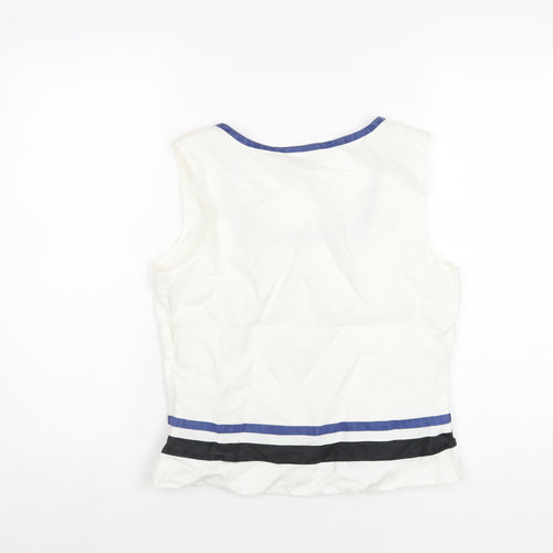 Alex & Co Womens White Ramie Basic T-Shirt Size 12 Square Neck