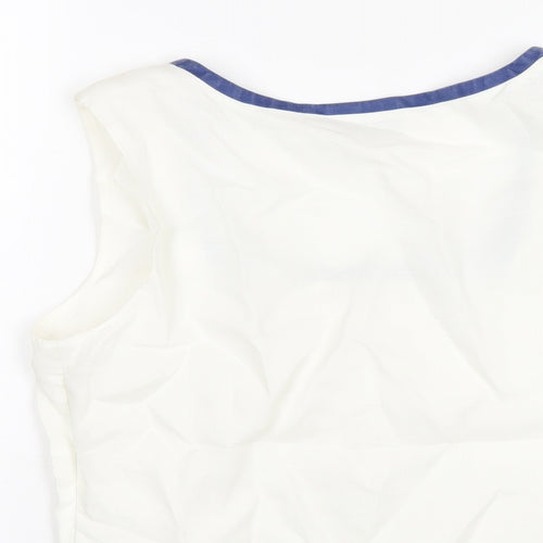 Alex & Co Womens White Ramie Basic T-Shirt Size 12 Square Neck