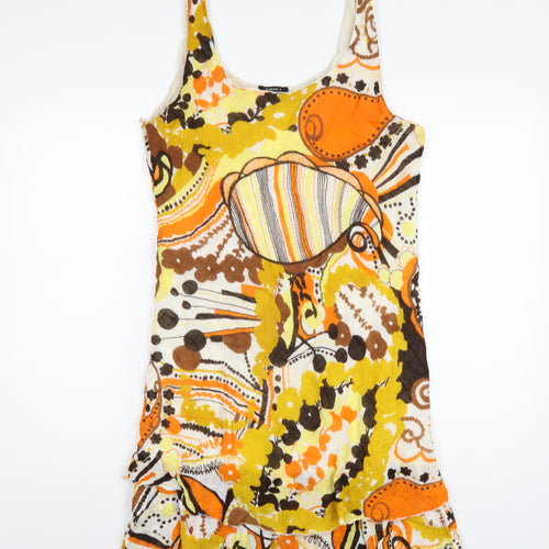 Roman Womens Multicoloured Geometric Cotton Tank Dress Size 16 Scoop Neck Pullover