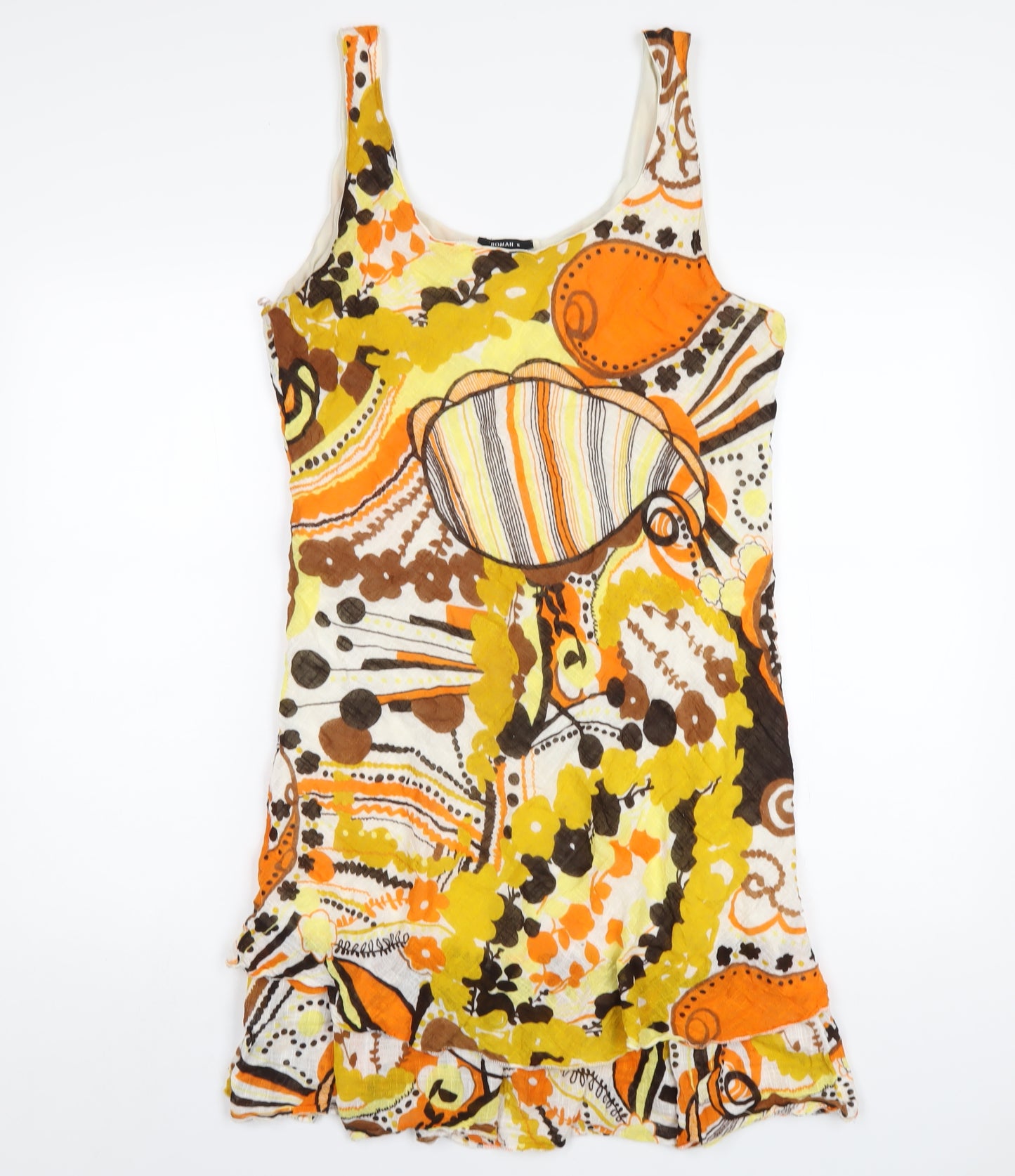Roman Womens Multicoloured Geometric Cotton Tank Dress Size 16 Scoop Neck Pullover