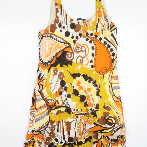 Roman Womens Multicoloured Geometric Cotton Tank Dress Size 16 Scoop Neck Pullover