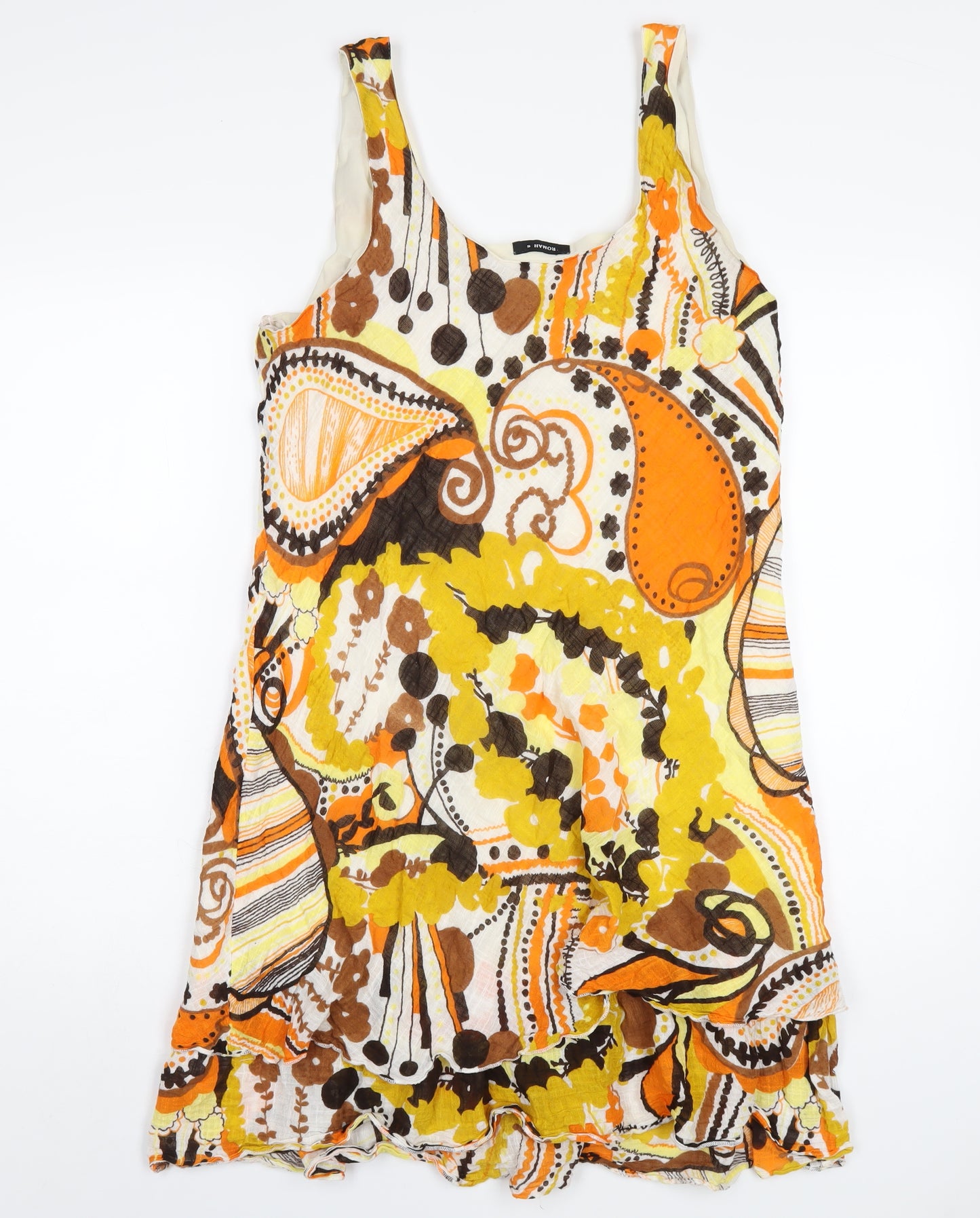 Roman Womens Multicoloured Geometric Cotton Tank Dress Size 16 Scoop Neck Pullover