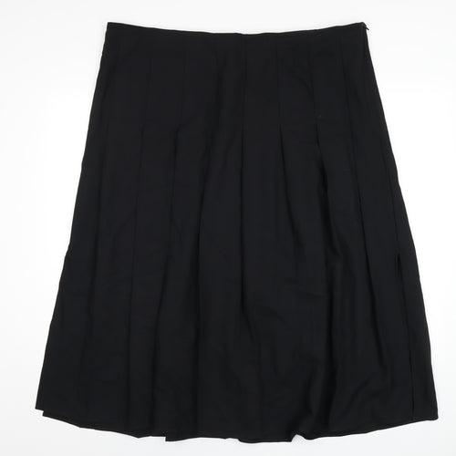 Marks and Spencer Womens Black Polyester Pleated Skirt Size 22 Zip