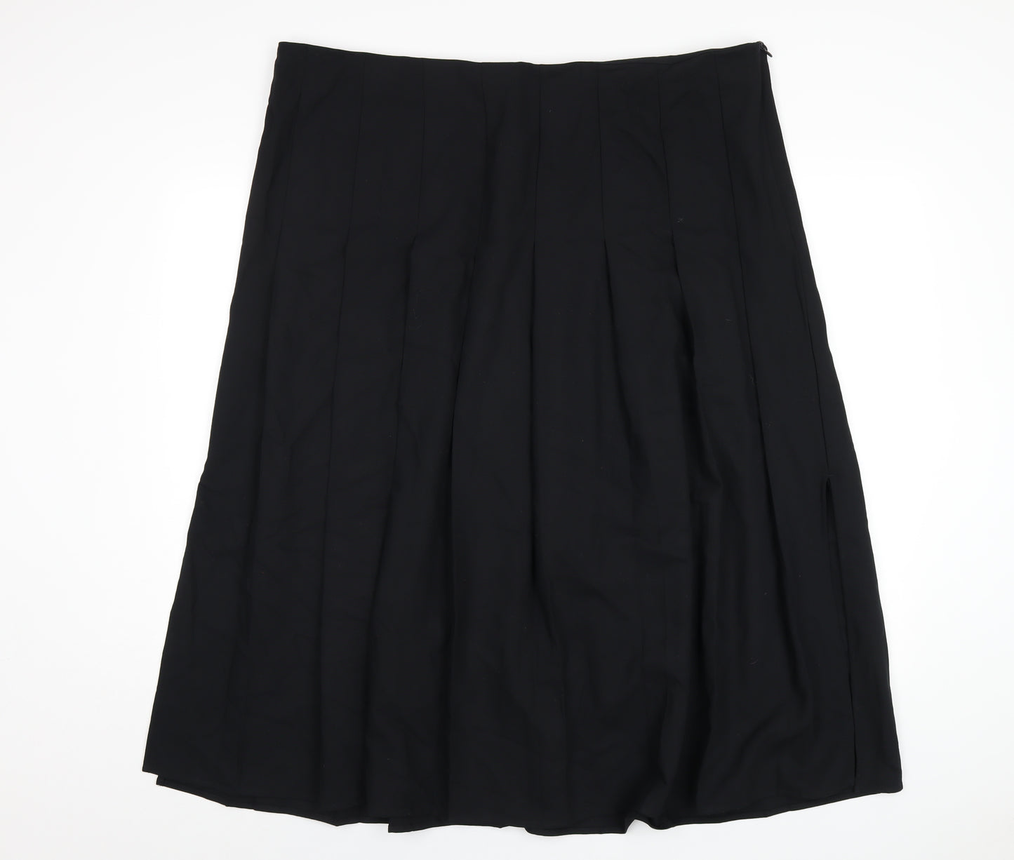 Marks and Spencer Womens Black Polyester Pleated Skirt Size 22 Zip