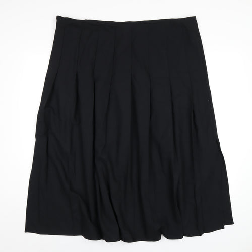 Marks and Spencer Womens Black Polyester Pleated Skirt Size 22 Zip