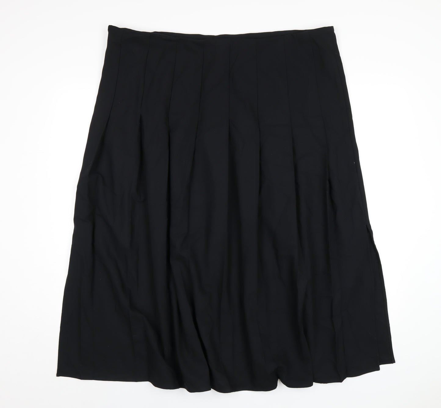 Marks and Spencer Womens Black Polyester Pleated Skirt Size 22 Zip