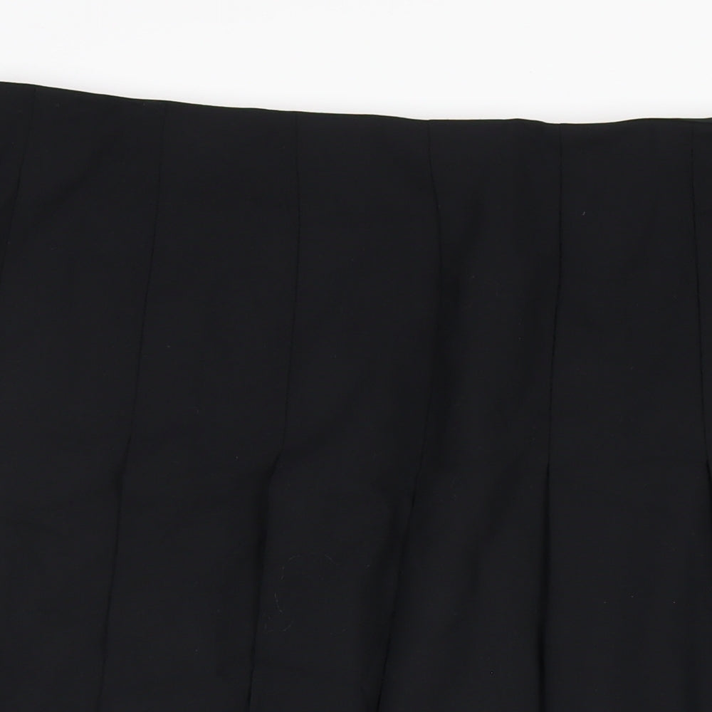 Marks and Spencer Womens Black Polyester Pleated Skirt Size 22 Zip