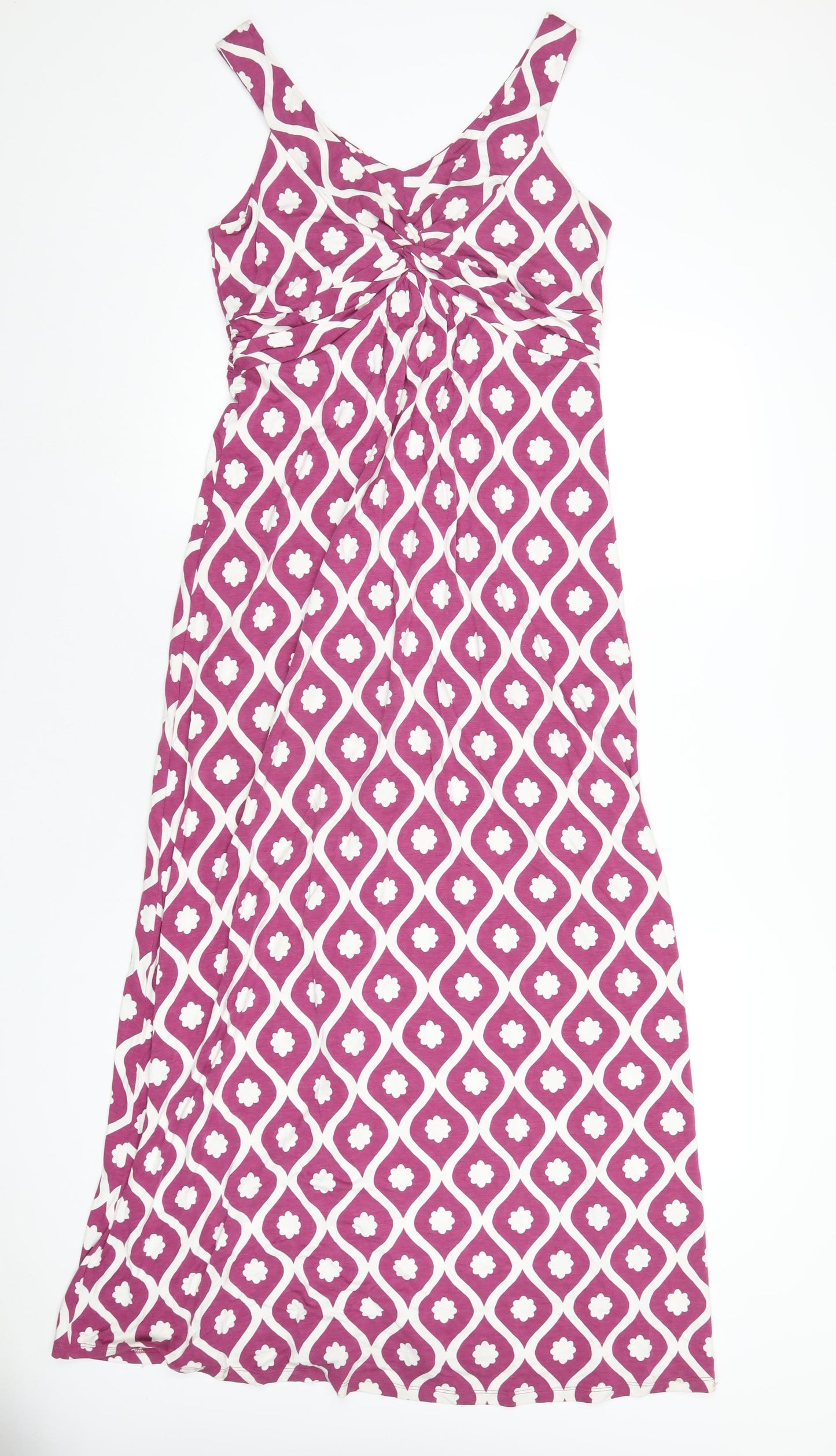 Boden Womens Pink Geometric Viscose A-Line Size 12 V-Neck Pullover