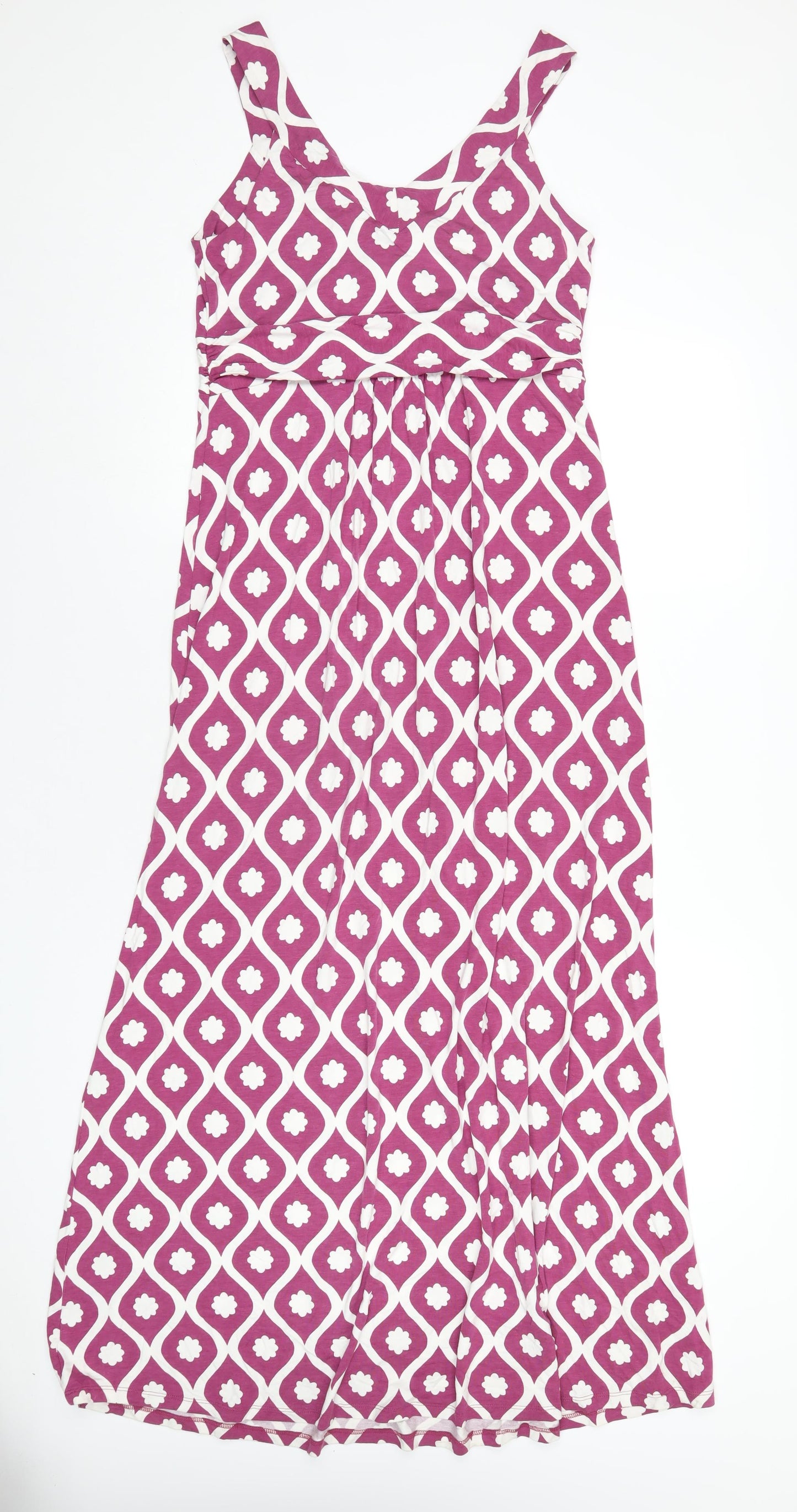 Boden Womens Pink Geometric Viscose A-Line Size 12 V-Neck Pullover