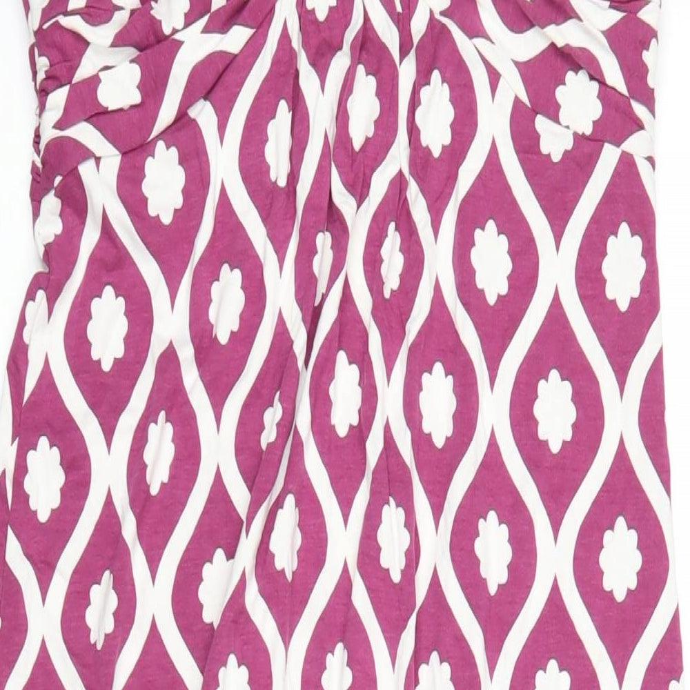 Boden Womens Pink Geometric Viscose A-Line Size 12 V-Neck Pullover