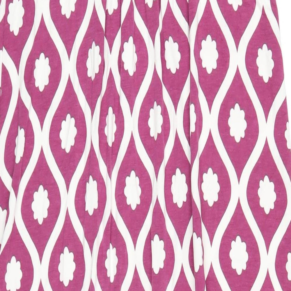 Boden Womens Pink Geometric Viscose A-Line Size 12 V-Neck Pullover