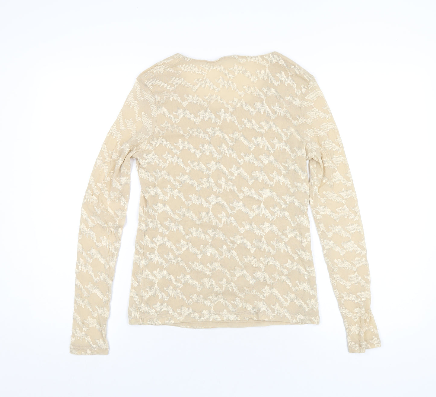 Planet Womens Beige Nylon Basic T-Shirt Size S Scoop Neck