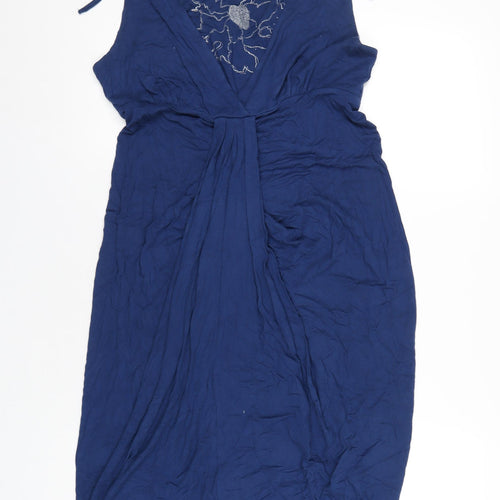 Full Circle Womens Blue Viscose A-Line Size M V-Neck Pullover