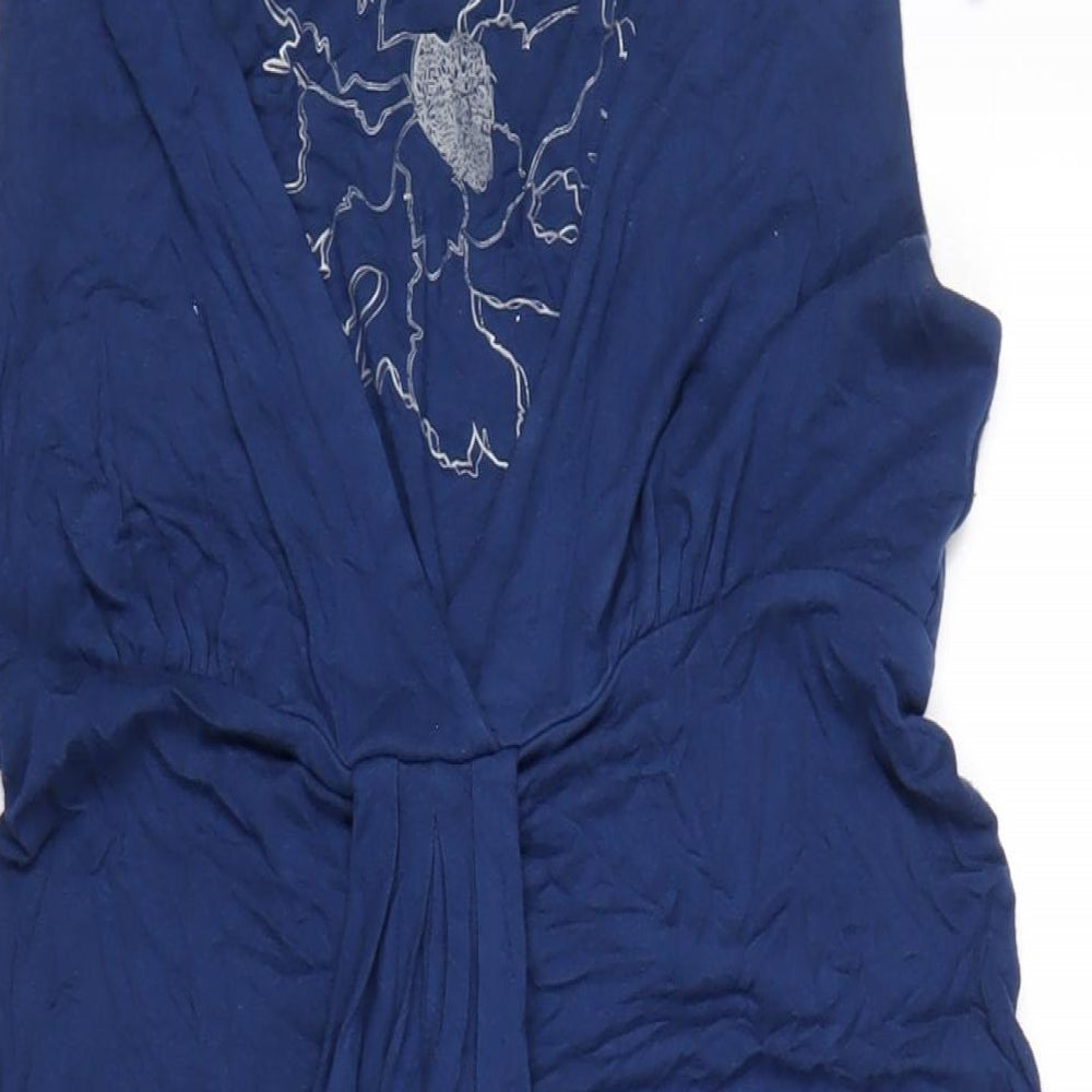 Full Circle Womens Blue Viscose A-Line Size M V-Neck Pullover