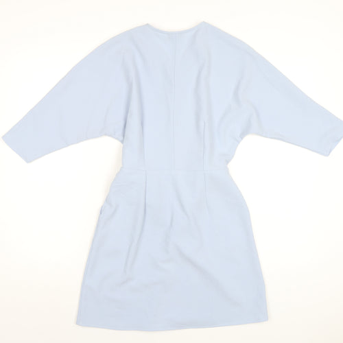 Topshop Womens Blue Polyester Wrap Dress Size 8 V-Neck Tie