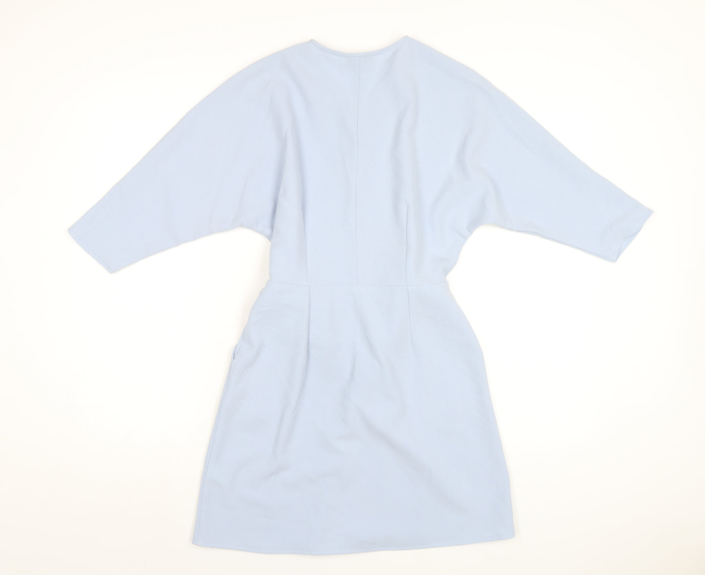 Topshop Womens Blue Polyester Wrap Dress Size 8 V-Neck Tie